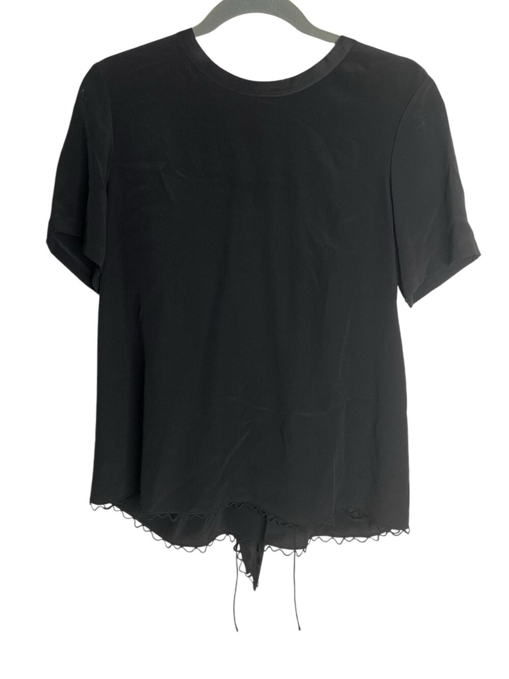 Alexander Wang Silk Top Short Sleeve Crew Neck Ruched Back Minimalist 0